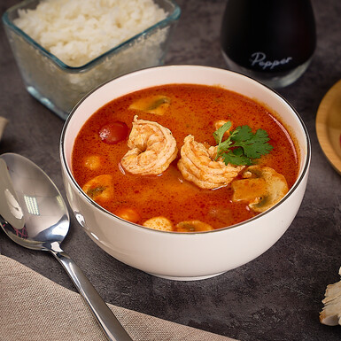 Том-ям с тигровыми креветками и шампиньонами