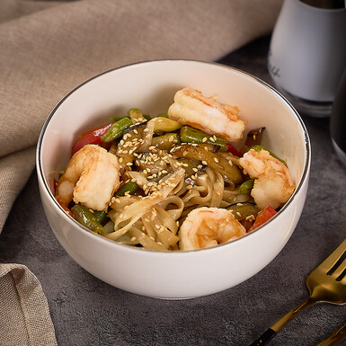 Вок с креветками